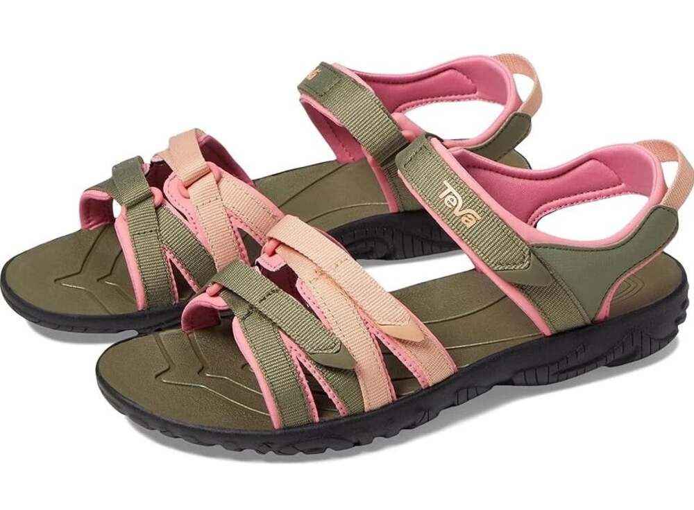 Teva Girls Tirra Leather Sandals Size 1 EU 32 Green Pink Waterproof NIB
